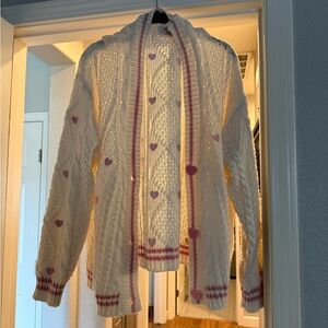 Taylor Swift Cream and Pink Heart Cardigan - M/L